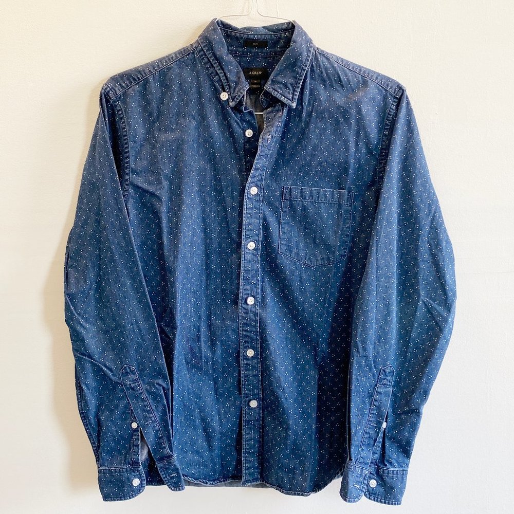 J Crew Mens Indigo Japanese Denim Shirt - Slim M